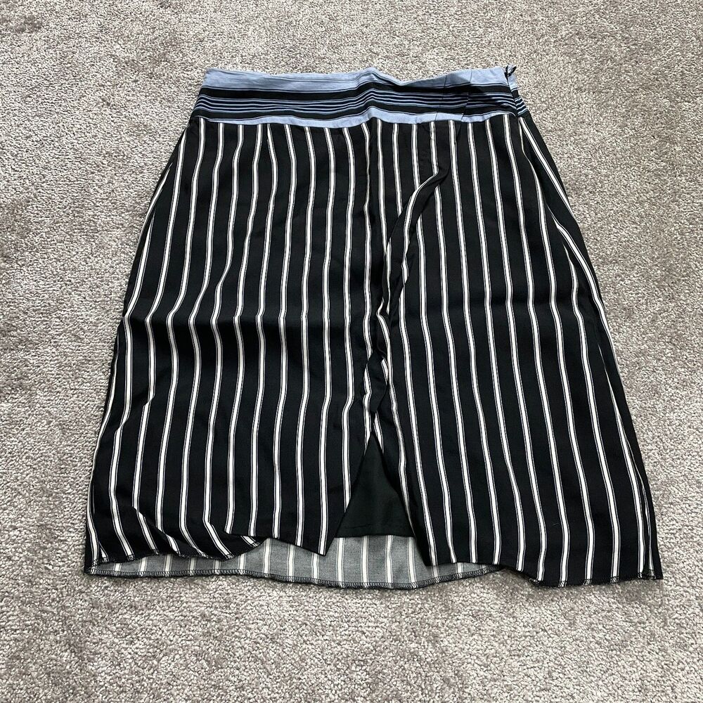 Ann Taylor LOFT Skirt Womens 8 Navy Blue Striped Zip Knee Length Ladies Straight